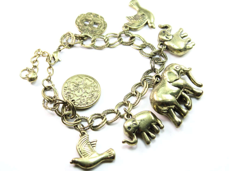 Gold Tone Wildlife Charm Bracelet
