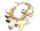 Gold Tone Pizzazz & Pearlies Charm Bracelet