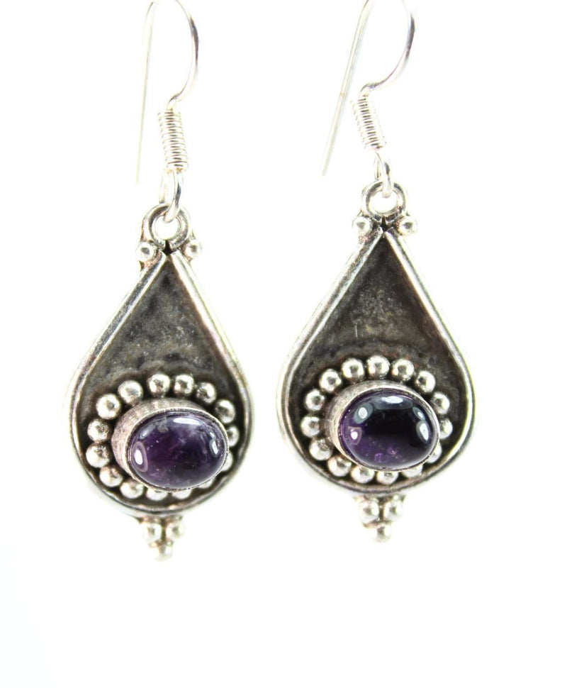 Purple Aqua Glass Earrings
