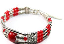 Red Feather Charm And Beads Bracelet