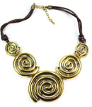 Five Spiral Pendants Statement Necklace