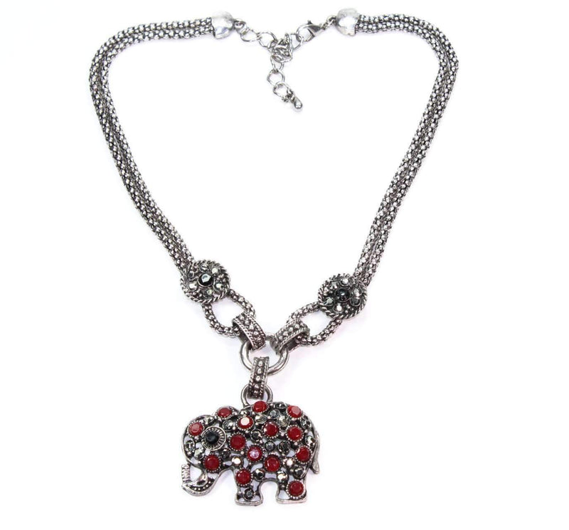 Red Dazzling Elephant Necklace