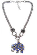 Blue Dazzling Elephant Necklace
