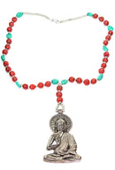 Red & Turquoise Grand Buddha Pendant Necklace