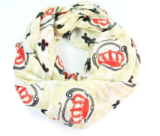 Fleur De Lis & Queens Crown Printed Scarf