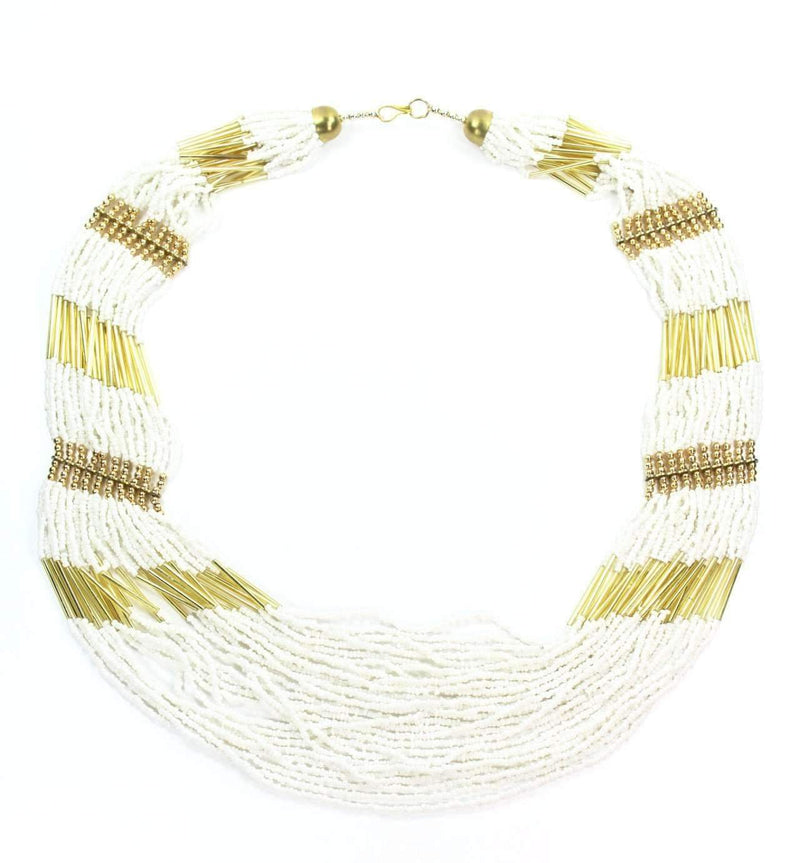 Empress Layered Beads White Necklace