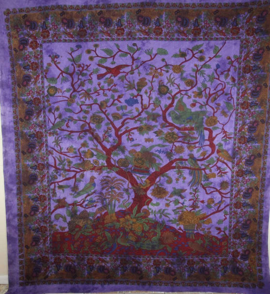 Violet Tree of Life Birds Tapestry | Wild Lotus