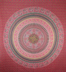 Red Elephants, Parrots and Peacocks Tapestry