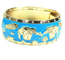 Blue Grazing Elephants Cuff Bangle