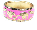 Pink Grazing Elephants Cuff Bangle