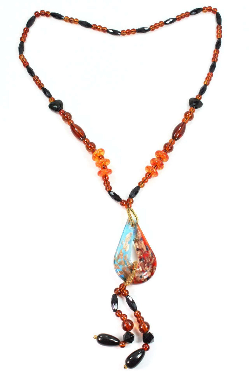 Fire & Ice Pear Pendant Gypsy Style Shimmer Necklace