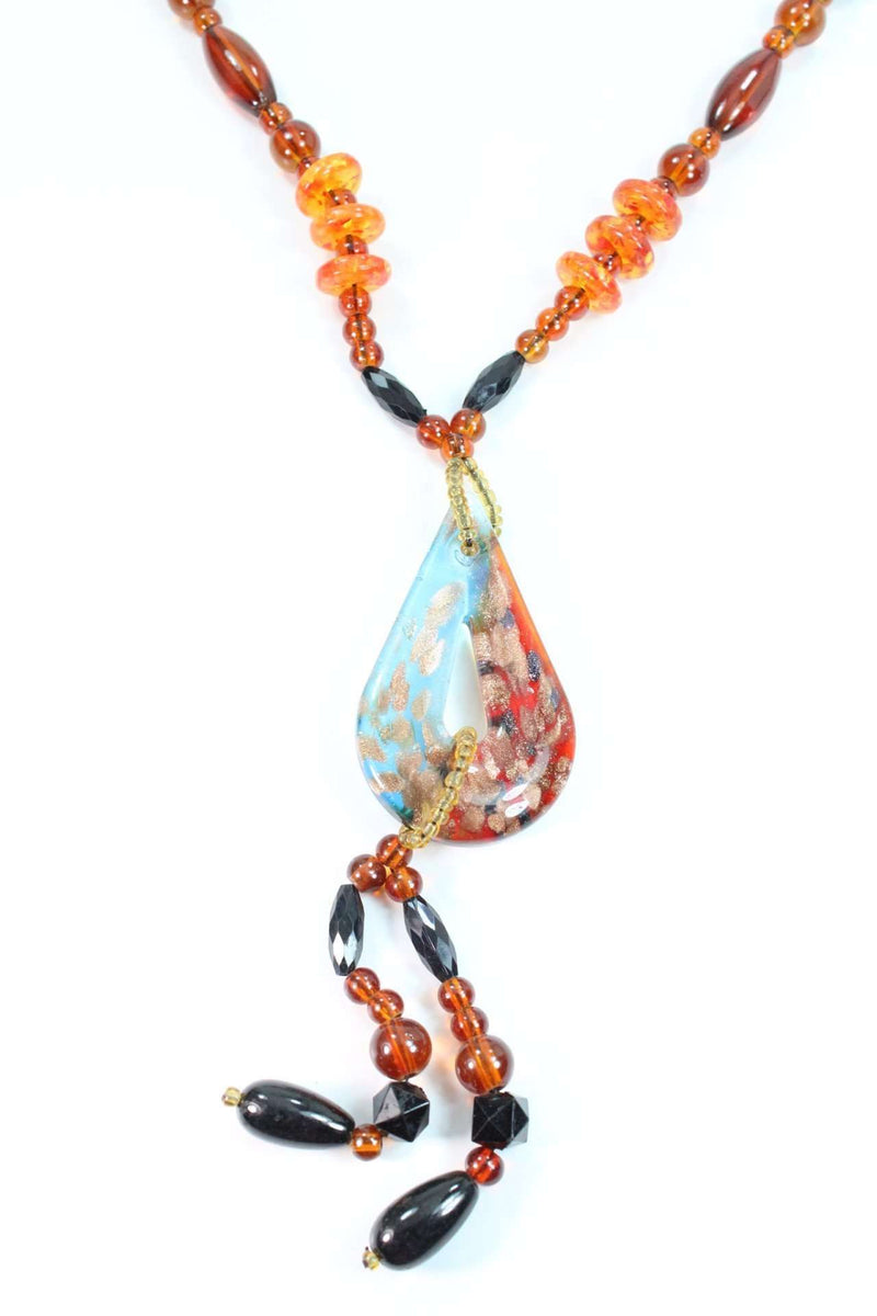 Fire & Ice Pear Pendant Gypsy Style Shimmer Necklace | Wild Lotus