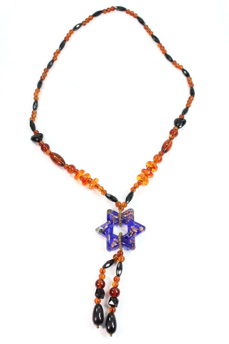 Dark Blue Star Pendant Gypsy Style Shimmer Necklace