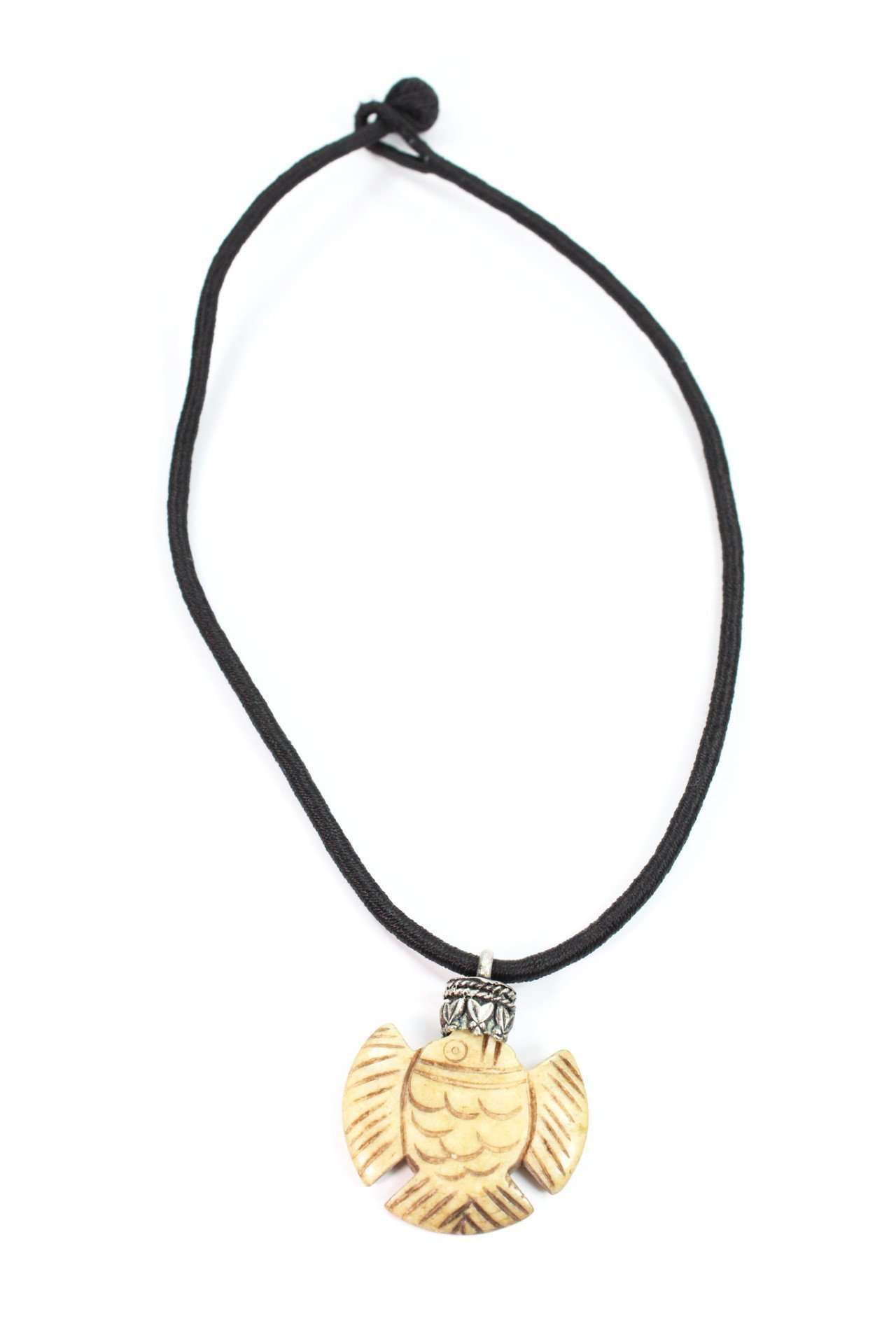 Blow Fish Bone Tribal Pendant Necklace