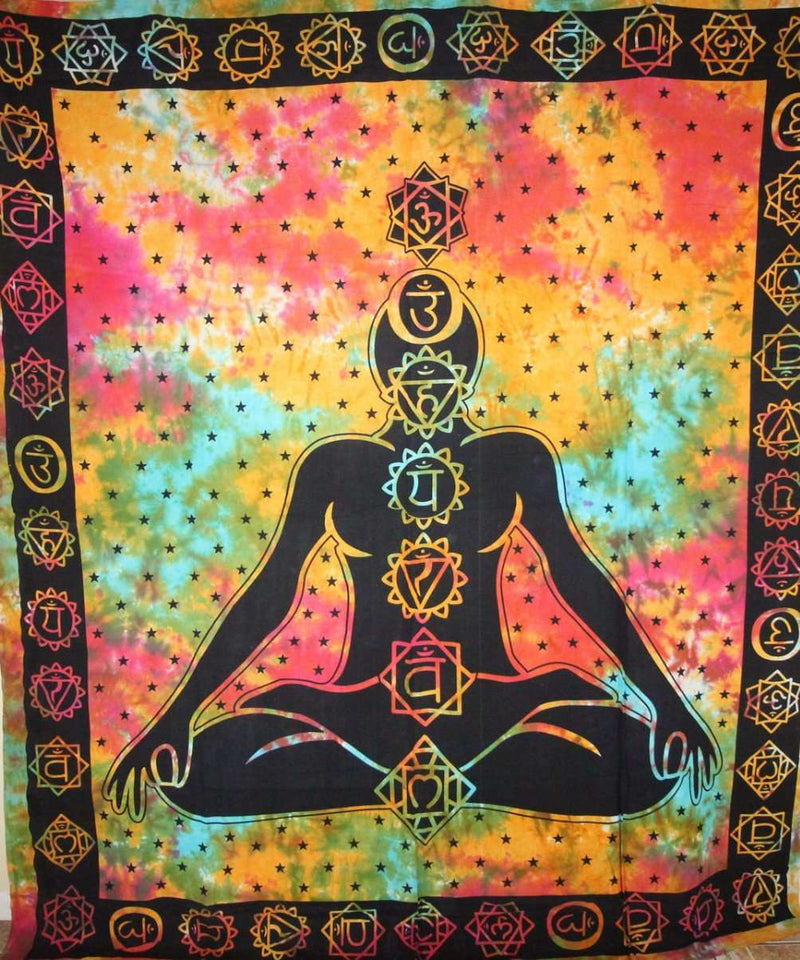 Tie Dye No.2 Seven Chakras Yoga Tapestry