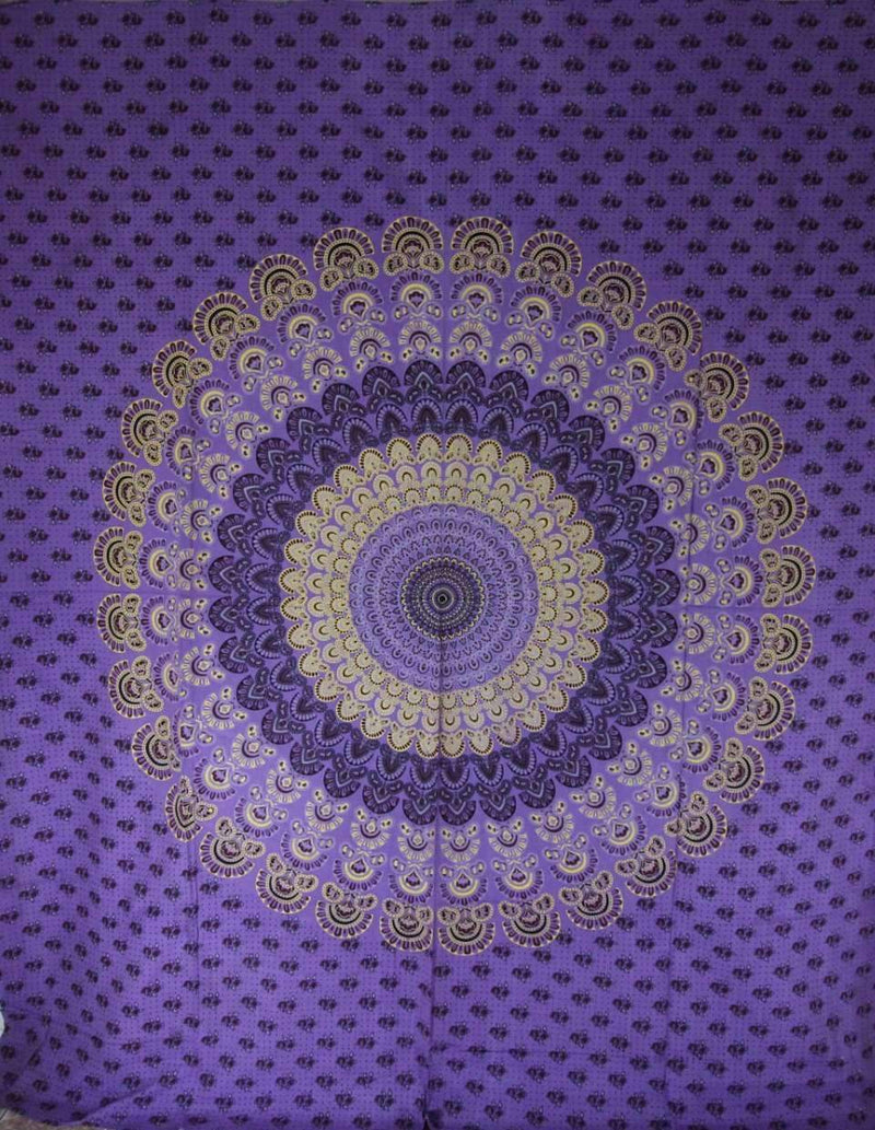 Purple Peacock Mandala Tapestry