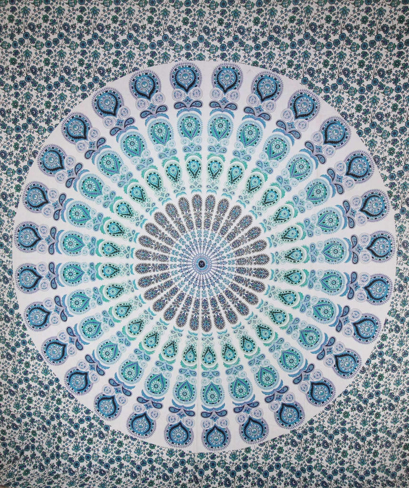 Peacock Feathers Mandala Tapestry