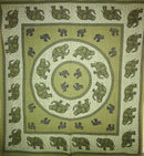 Green Elephant Herd Mandala Tapestry