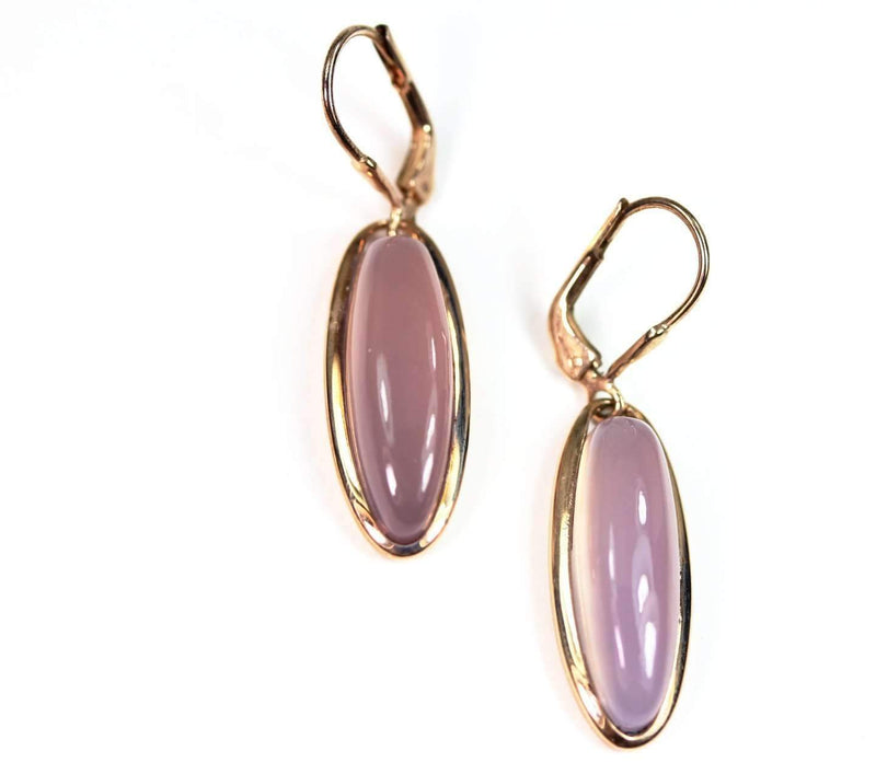 Sterling Silver with 14k Rose Gold Finish Lavender Jade Dangle Earrings