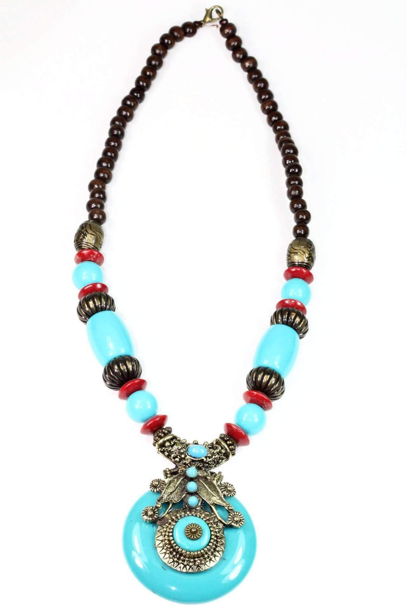 Turquoise Tribal Art Deco Necklace
