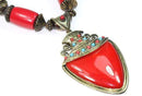Coral Red & Turquoise Tribal Art Deco Necklace