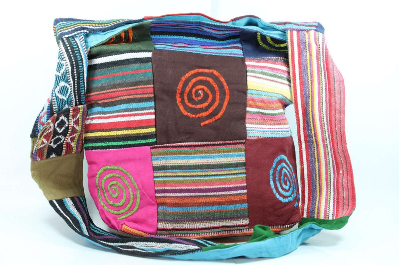 Patchwork Multi Spiral Durrie Jhola Bag Shopping Tote