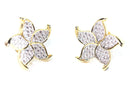 Gold Tone Five Petal Flower Stud Earrings