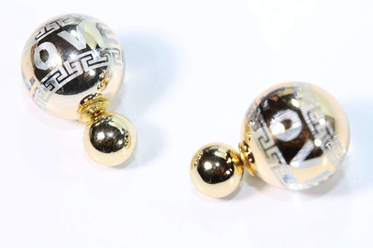 Gold Tone Love Ball Earrings