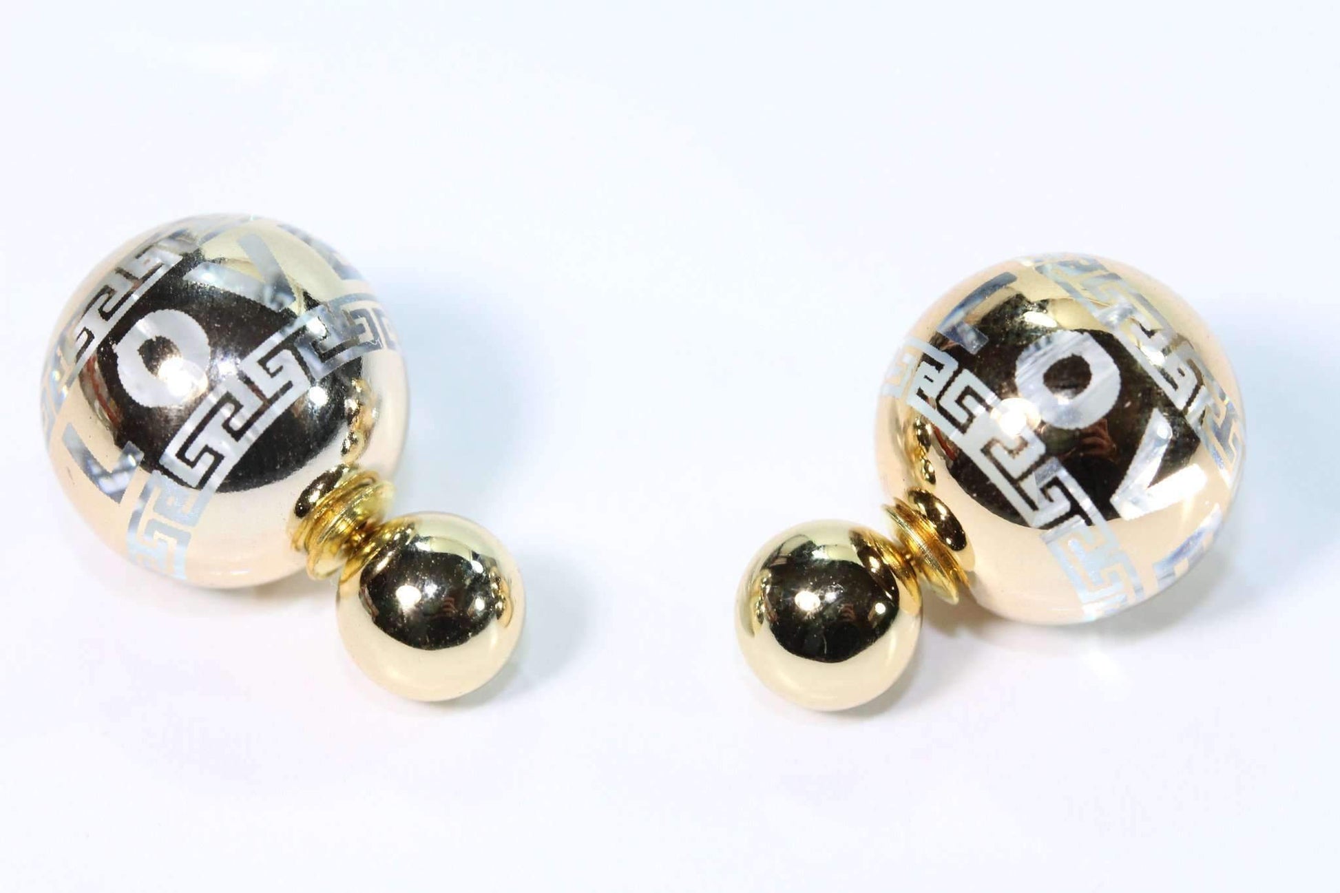 Gold Tone Love Ball Earrings
