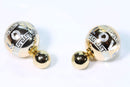 Gold Tone Love Ball Earrings
