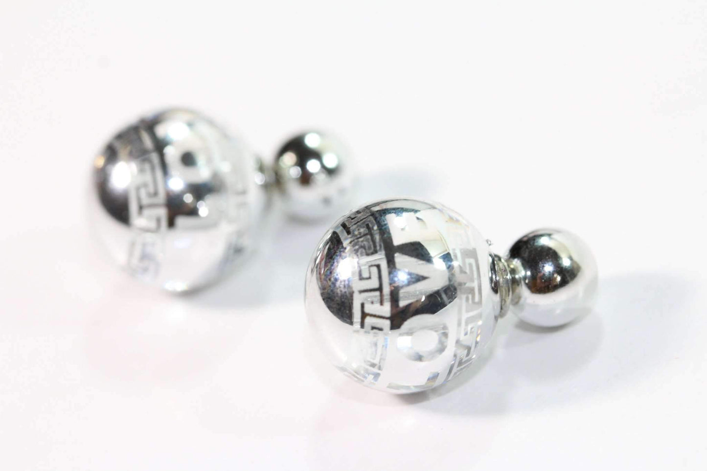 Silver Tone Love Ball Earrings