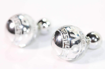 Silver Tone Love Ball Earrings