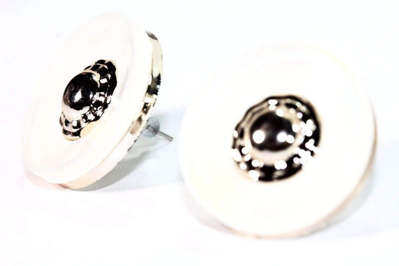 Off-White Button Stud Earrings