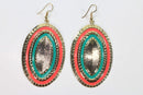 Orange Green Third Eye Geo Earrings