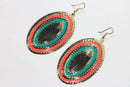 Orange Green Third Eye Geo Earrings