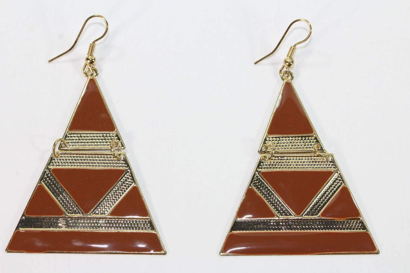 Brown Egyptian Style Enamel Earrings