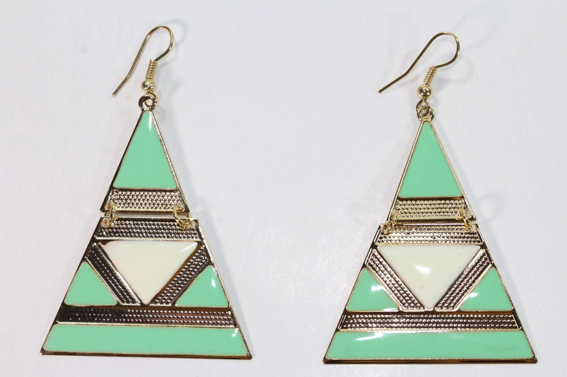 Turquoise and White Egyptian Style Enamel Earrings