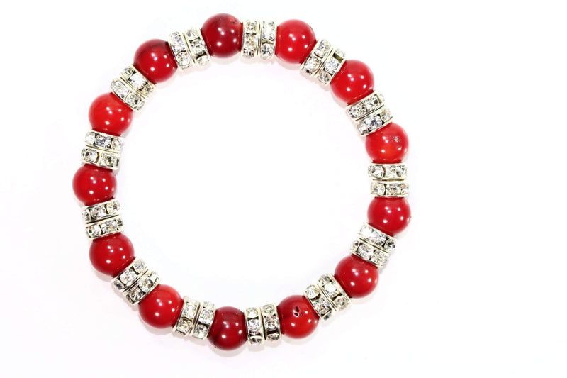 Double Pave Red Agate Bracelet