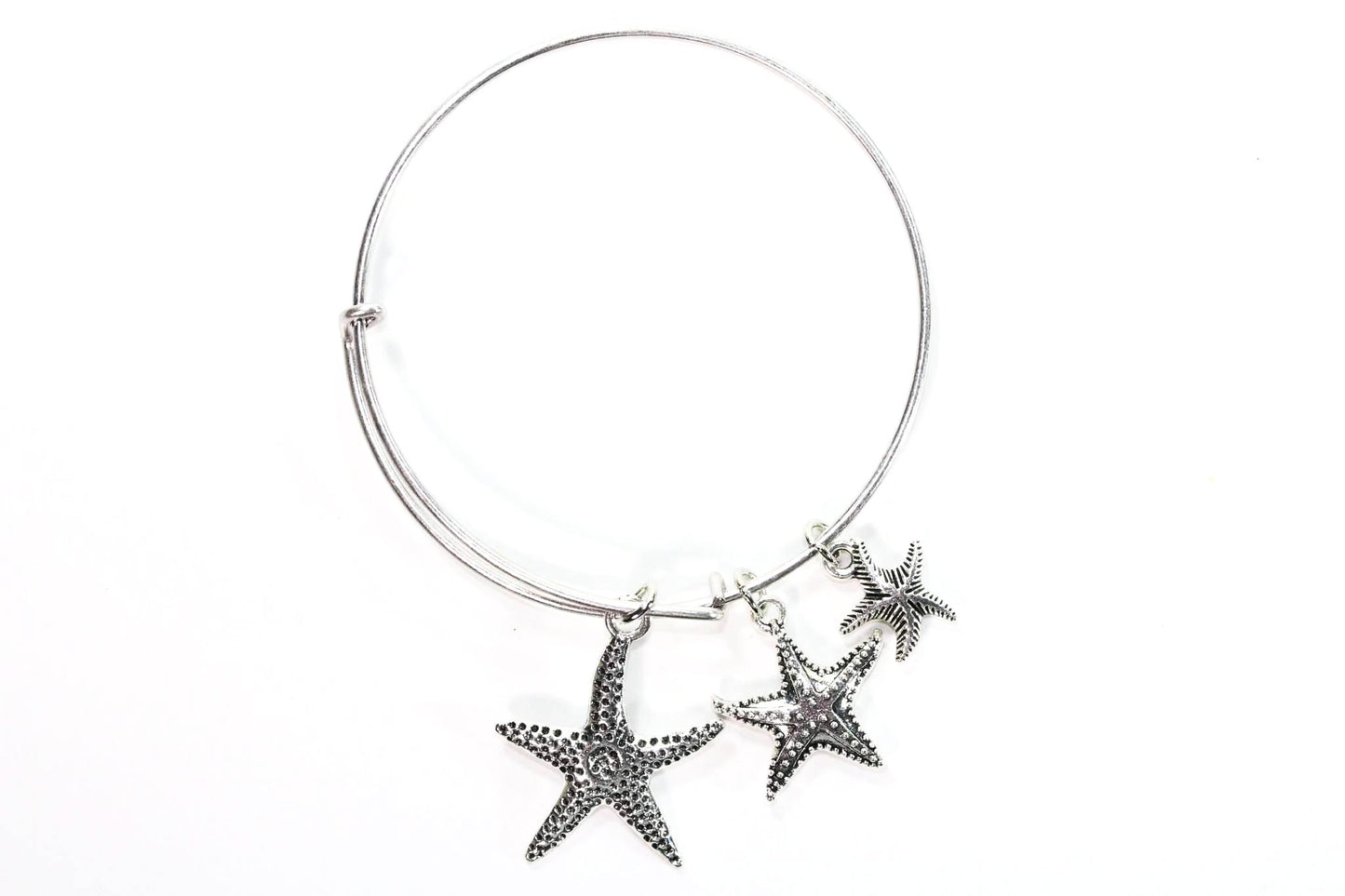 Starfish Silver Tone Charm Bangle