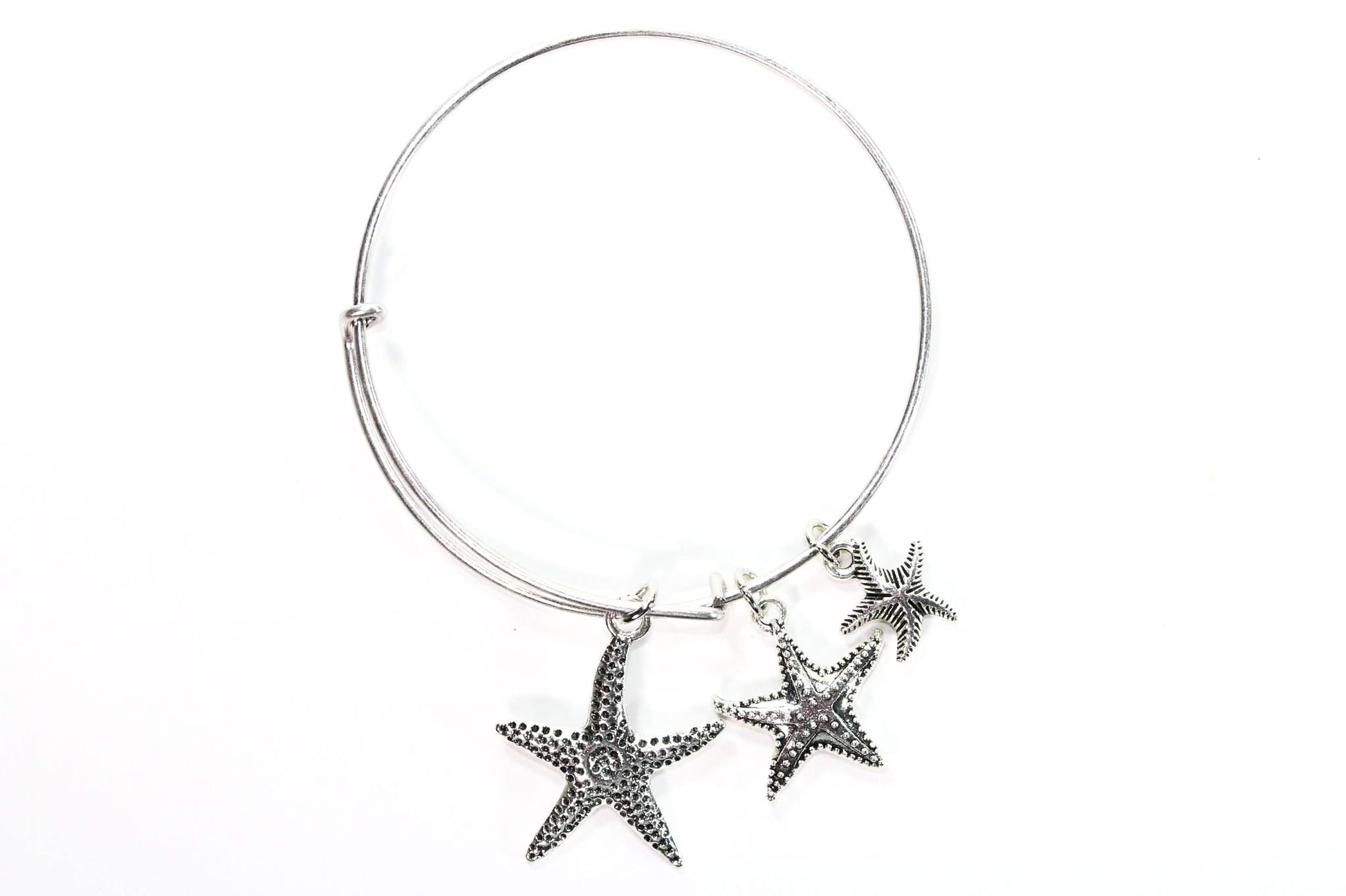 Starfish Silver Tone Charm Bangle