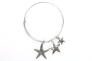 Starfish Silver Tone Charm Bangle