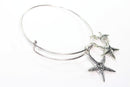 Starfish Silver Tone Charm Bangle