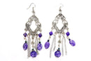 Purple Filigree Open Work & Marbled Beaded Earrings