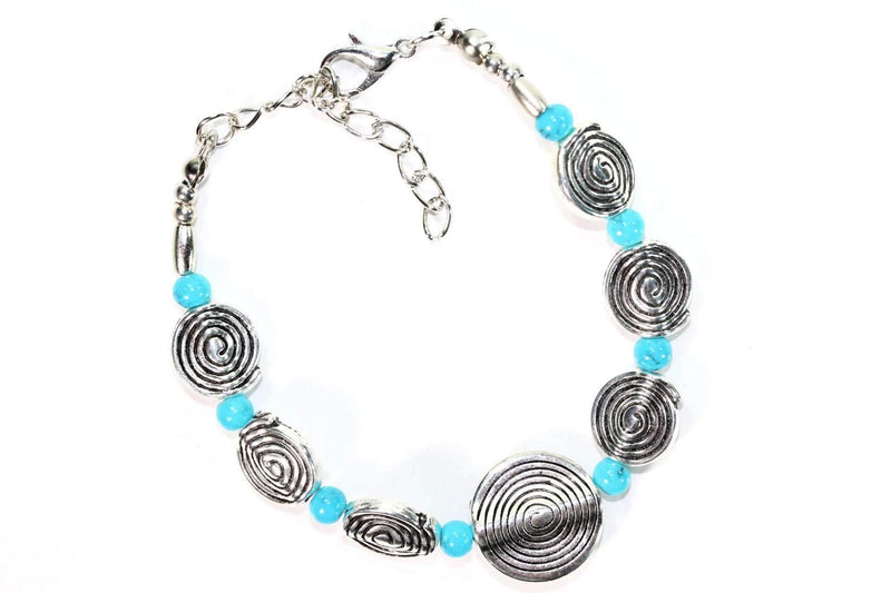 Turquoise Infinity Spiral Charm Bracelet