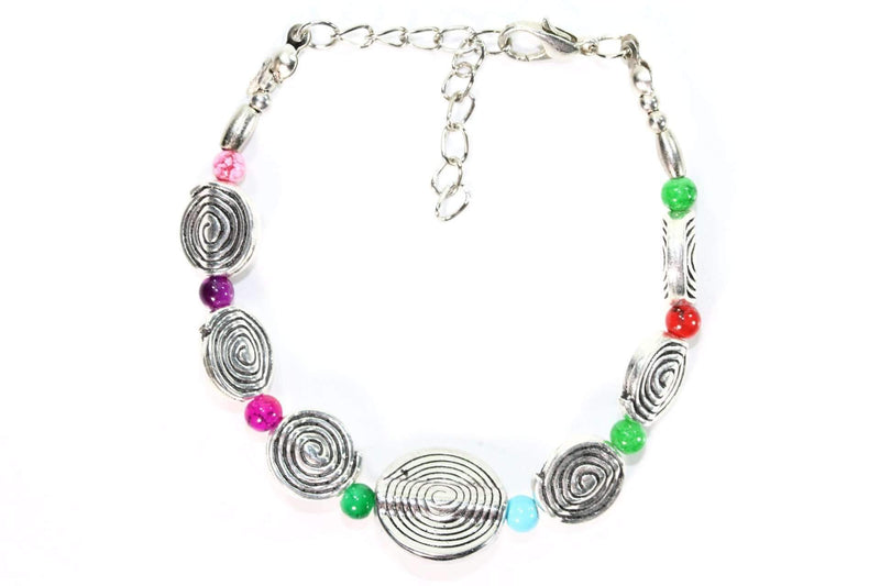 Multi Color Infinity Spiral Charm Bracelet