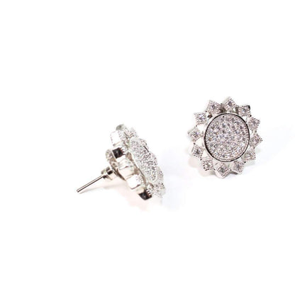 Silver Tone High Sun Chakra Sparkling Stud Earrings | Wild Lotus