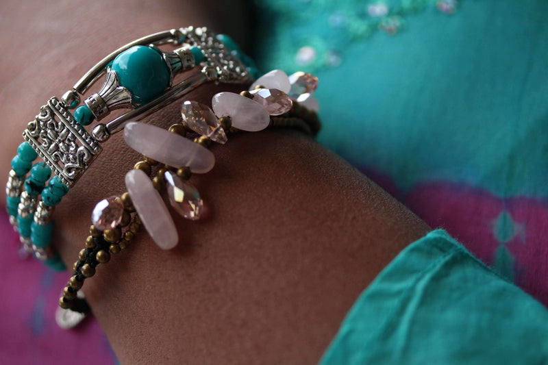 Feather Charm And Beads Bracelet by Wild Lotus