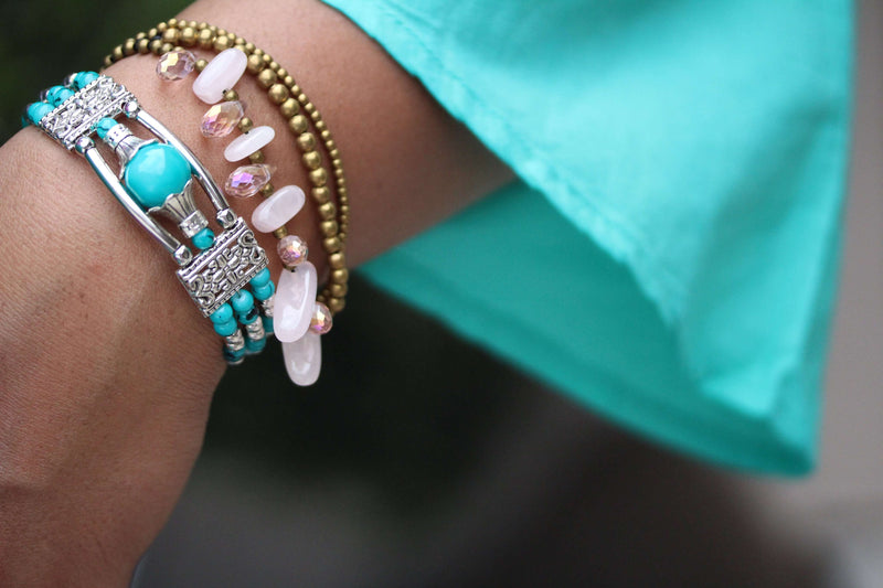 Rose Quartz & Crystals Romance Bracelet