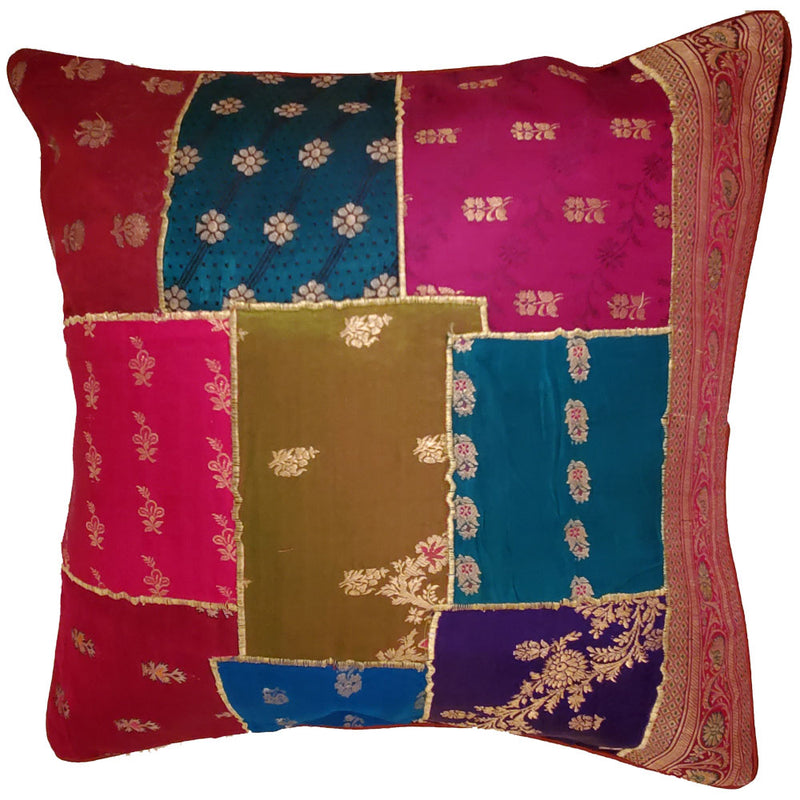 Indian Patchwork Cushion Cover Design Home Accent Furnishing | Wild Lotus®