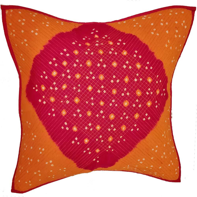 Mandala Bandhini Print Cotton Cushion Cover Design Floral Pattern Home Accent Furnishing - 16 x 16